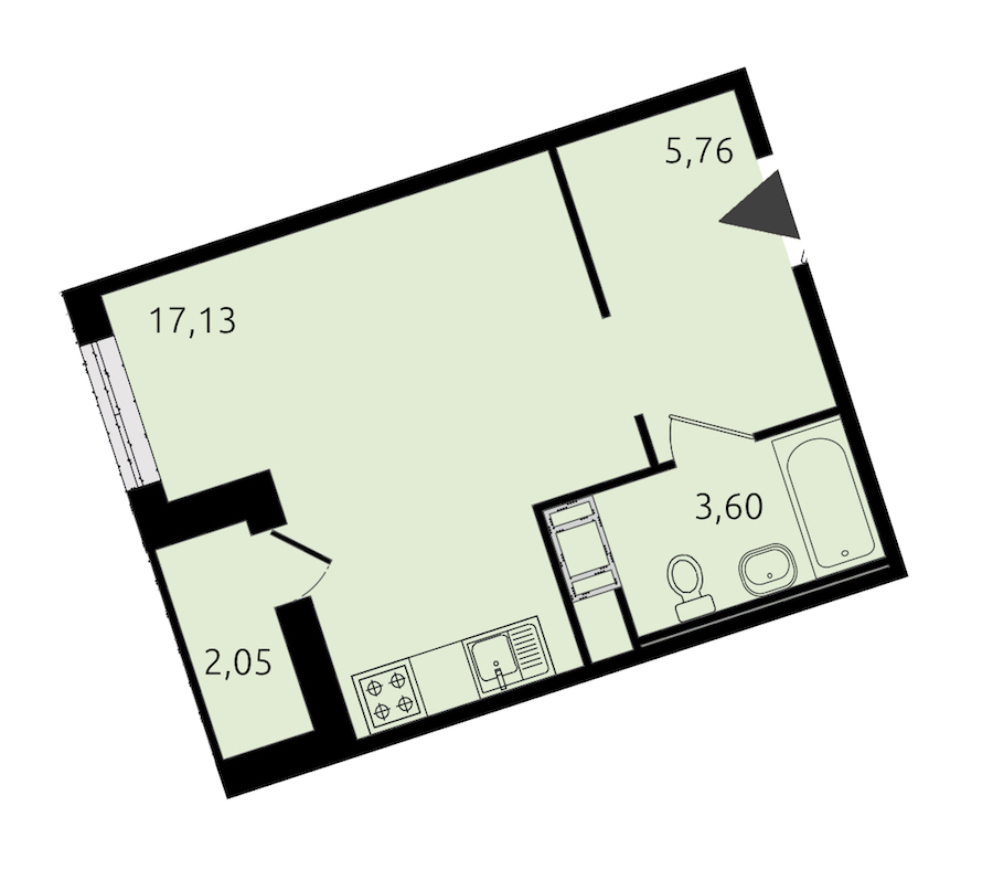 Квартира студия 26.64 м², 15/17 эт., ЖК «Новые горизонты 2»